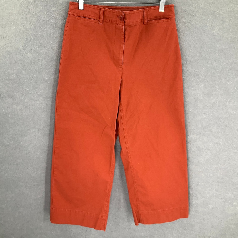 Talbots Chino Pants Women's Sz 6 Orange Wide Leg Crop Cotton Blend Casual